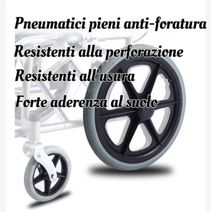 ByteTecpeak M3 Ultralight Carrozzina leggera pieghevole, carrozzina da transito, freno sulle maniglie Carrozzina da viaggio per disabili e anziani, poggiapiedi, braccioli, leggera, seduta 44,5 cm