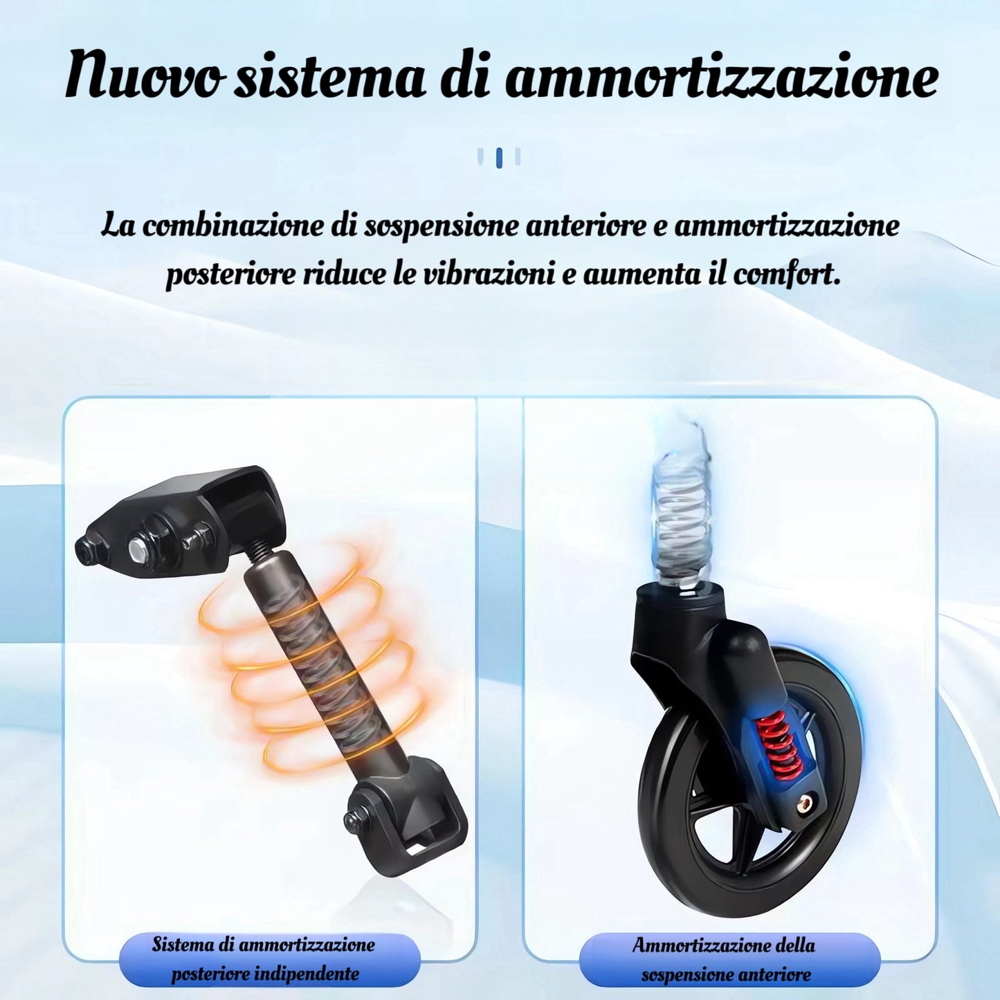 ByteTecpeak M4 Carrozzina pieghevole con doppio cuscino di seduta, ruote anteriori ammortizzate, telaio leggero in alluminio, braccioli rimovibili, gomma piena esente da manutenzione