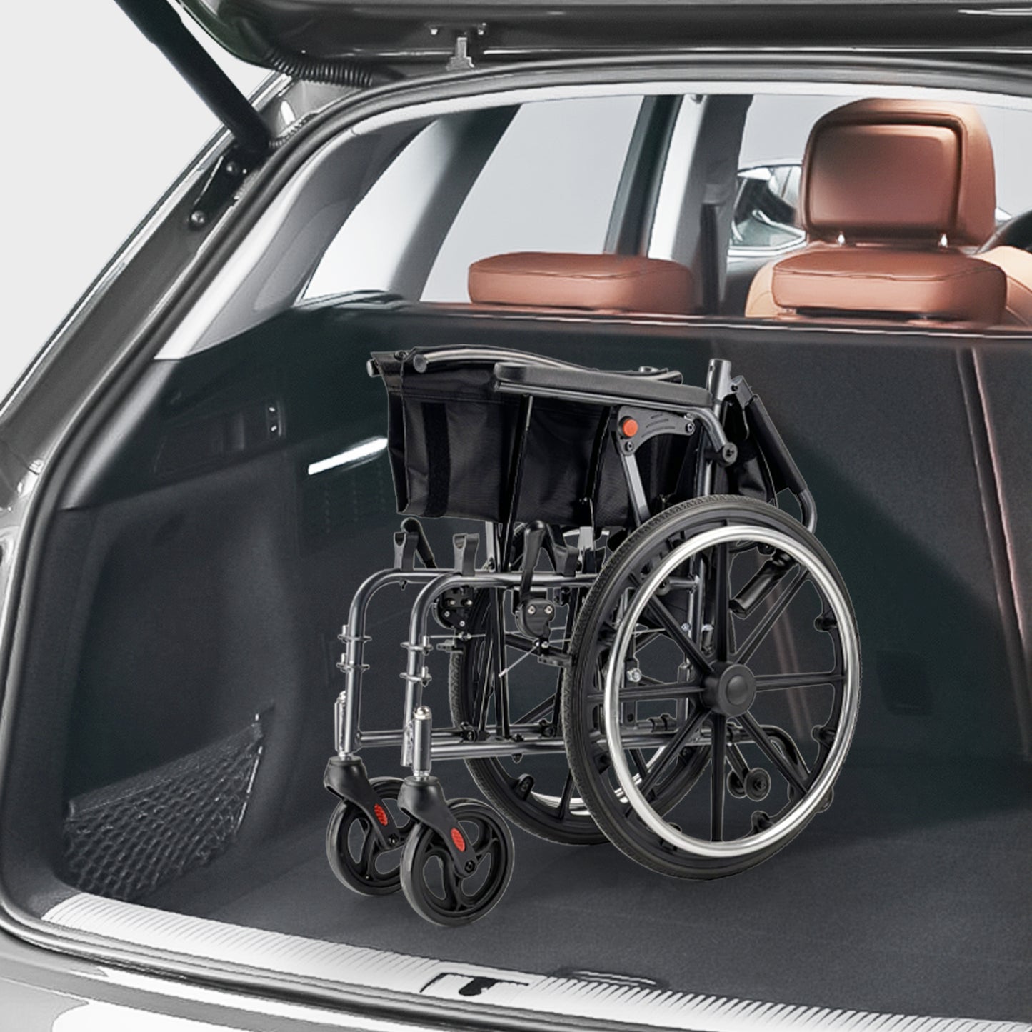 ByteTecpeak M2 Kerekesszék, Összecsukható, Könnyű manuális kerekesszék alumíniumötvözetből, 100 kg teherbírással
