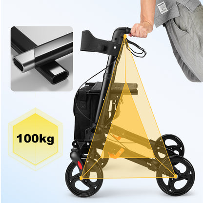 ByteTecpeak R1 Leichter, höhenverstellbarer Rollator mit Sitz, Faltbarer Gehwagen