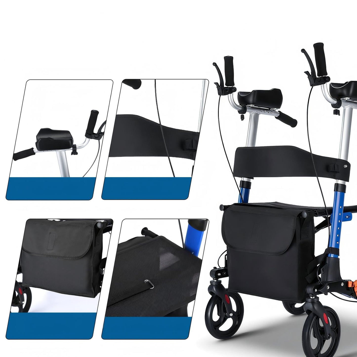 ByteTecpeak R2 Rollator Leggero con Seduta, Pieghevole e Regolabile in Altezza fino a 100 kg
