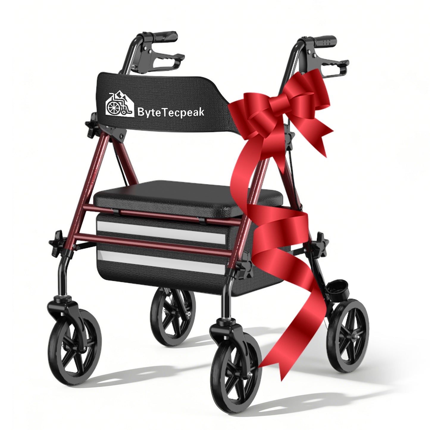 ByteTecpeak R4 Lightweight Foldable Rollator with Seat, Brakes, Bag