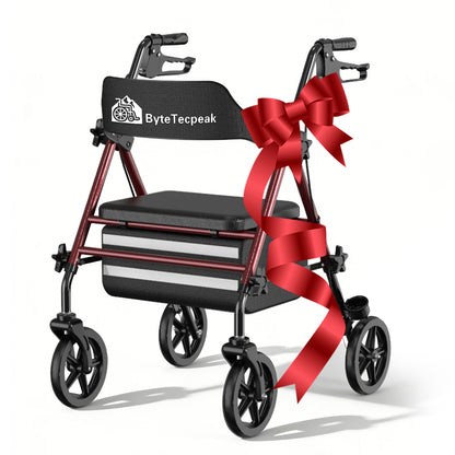 ByteTecpeak R4 Lightweight Foldable Rollator with Seat, Brakes, Bag
