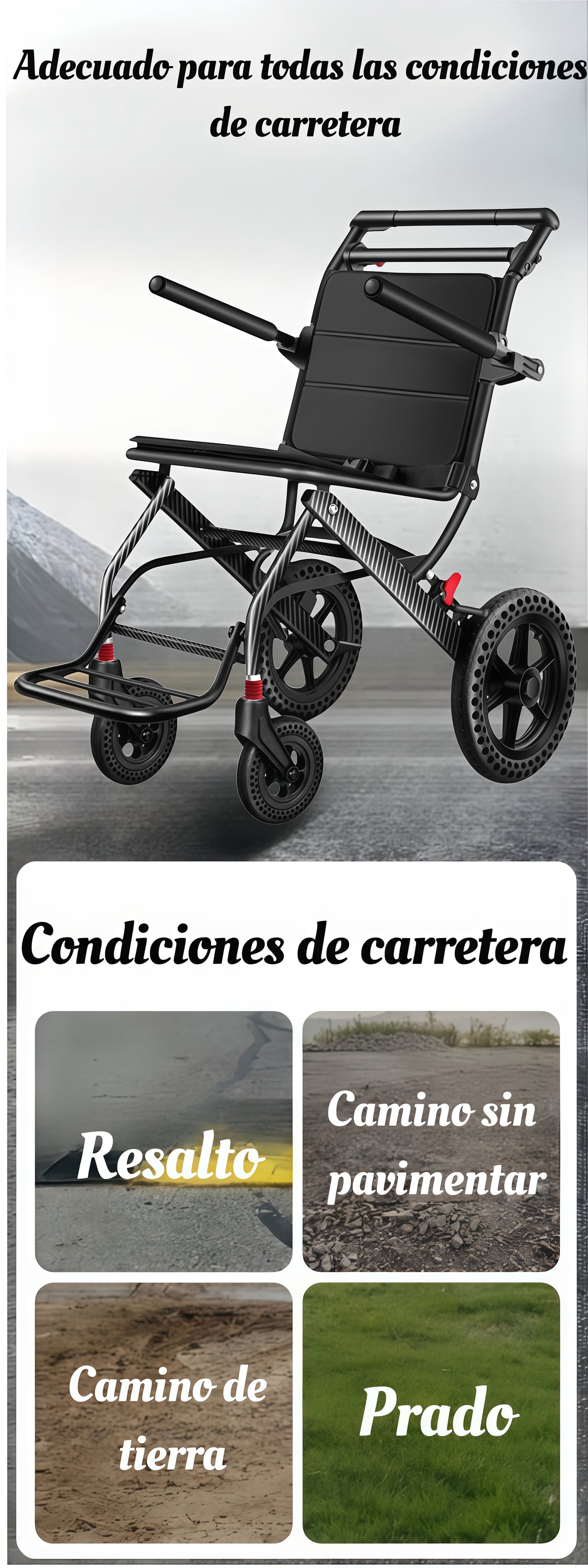 ByteTecpeak M1 Silla de ruedas de viaje ligera y plegable, transporte plegable, capacidad de carga 100 kg