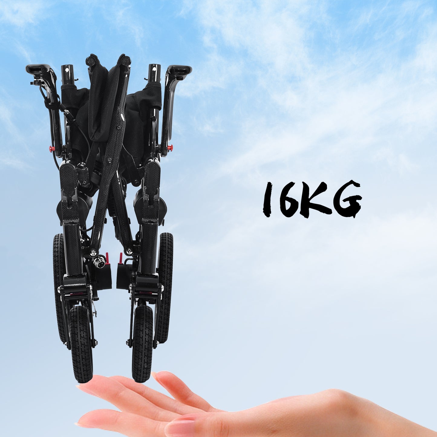 ByteTecpeak XP01 Elektrischer Rollstuhl aus Carbon, 2×8Ah Batterien, Reichweite 25 km