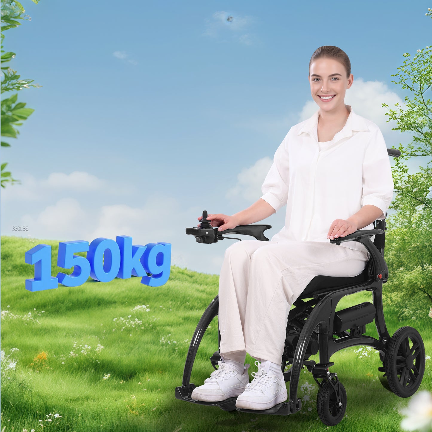 ByteTecpeak XP01 Elektrischer Rollstuhl aus Carbon, 2×8Ah Batterien, Reichweite 25 km