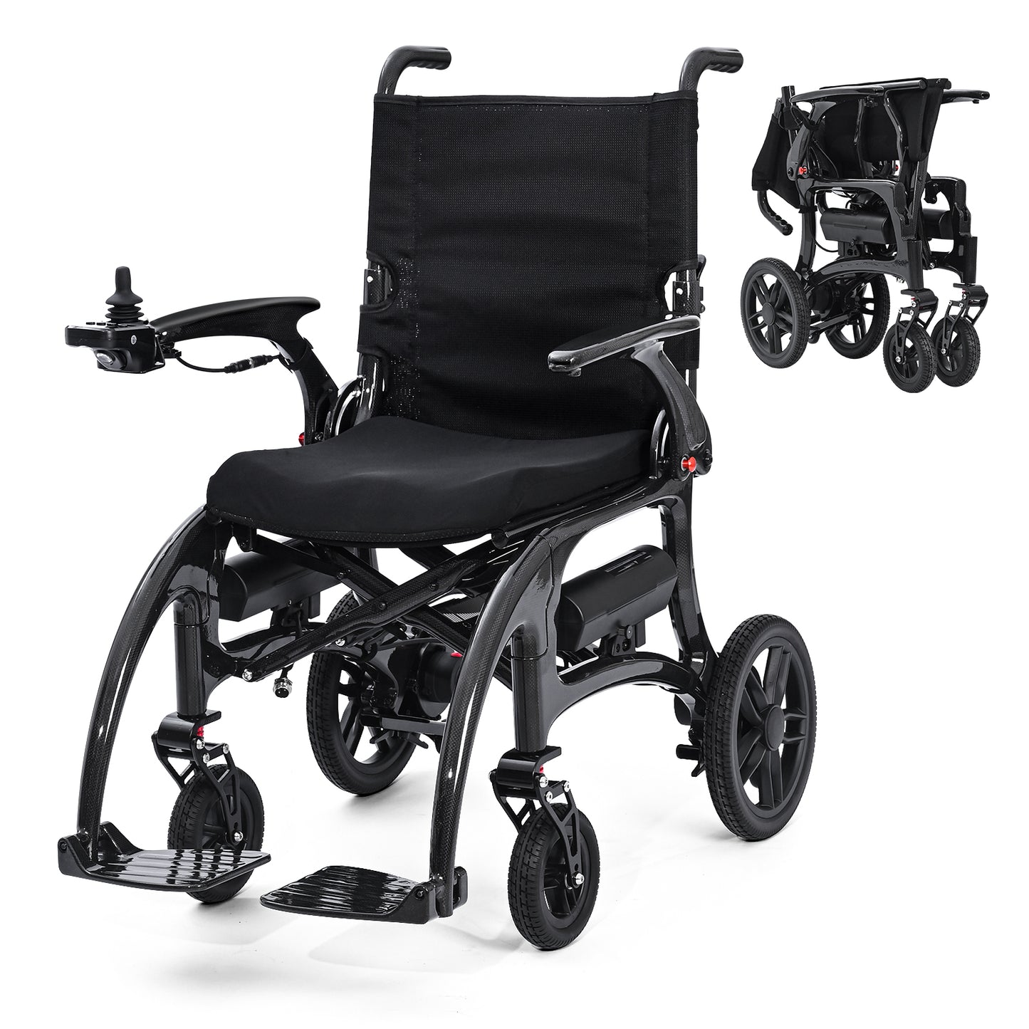 ByteTecpeak XP01 Elektrischer Rollstuhl aus Carbon, 2×8Ah Batterien, Reichweite 25 km