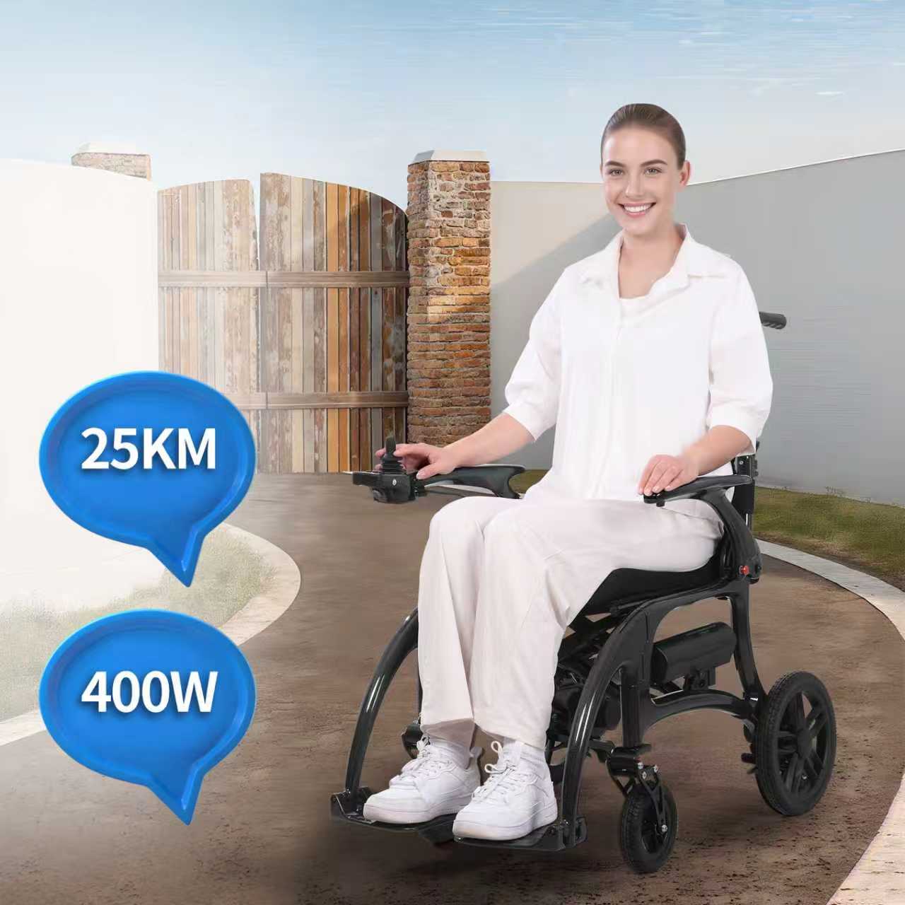 ByteTecpeak XP01 Elektrischer Rollstuhl aus Carbon, 2×8Ah Batterien, Reichweite 25 km