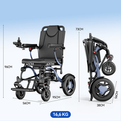 ByteTecpeak XP03 Ultraleichter Faltbarer Elektrorollstuhl (nur 16,63 kg) mit Doppelbatterie 2×10Ah für 2*20 km Reichweite