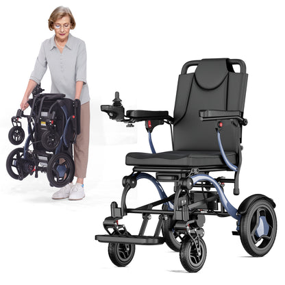 ByteTecpeak XP03 Zusammenklappbarer Elektrorollstuhl – 20 km Reichweite, 16,63 kg, Blau