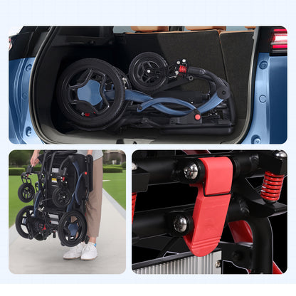 ByteTecpeak XP03 Ultraleichter Faltbarer Elektrorollstuhl (nur 16,63 kg) mit Doppelbatterie 2×10Ah für 2*20 km Reichweite