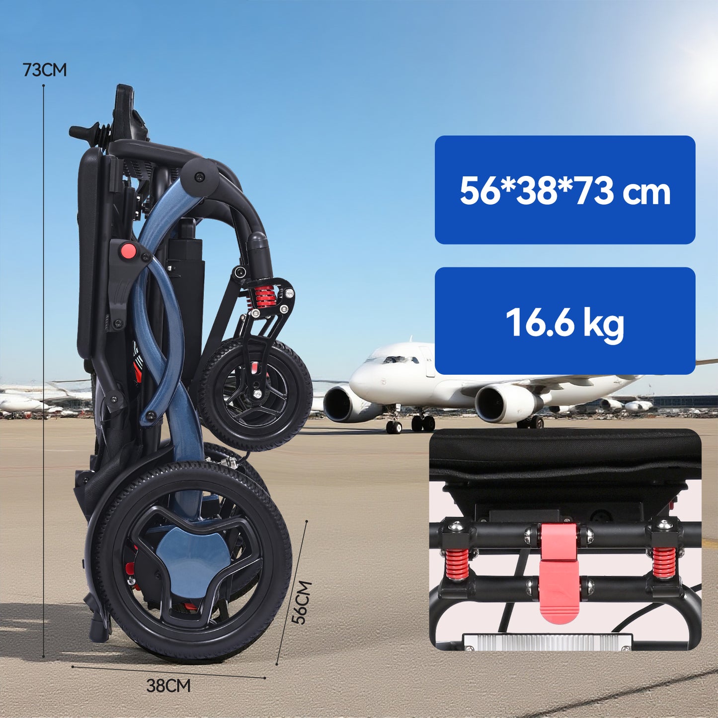 ByteTecpeak XP03 Ultraleichter Faltbarer Elektrorollstuhl (nur 16,63 kg) mit Doppelbatterie 2×10Ah für 2*20 km Reichweite