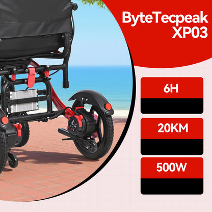 ByteTecpeak XP03 Leichter Elektrorollstuhl – Gewicht 16,63 kg, maximale Reichweite 20 km