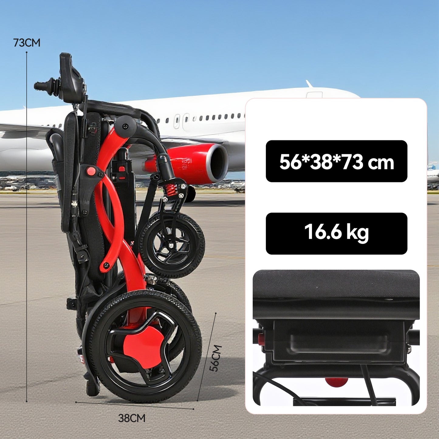 ByteTecpeak XP03 Leichter Elektrorollstuhl – Gewicht 16,63 kg, maximale Reichweite 20 km