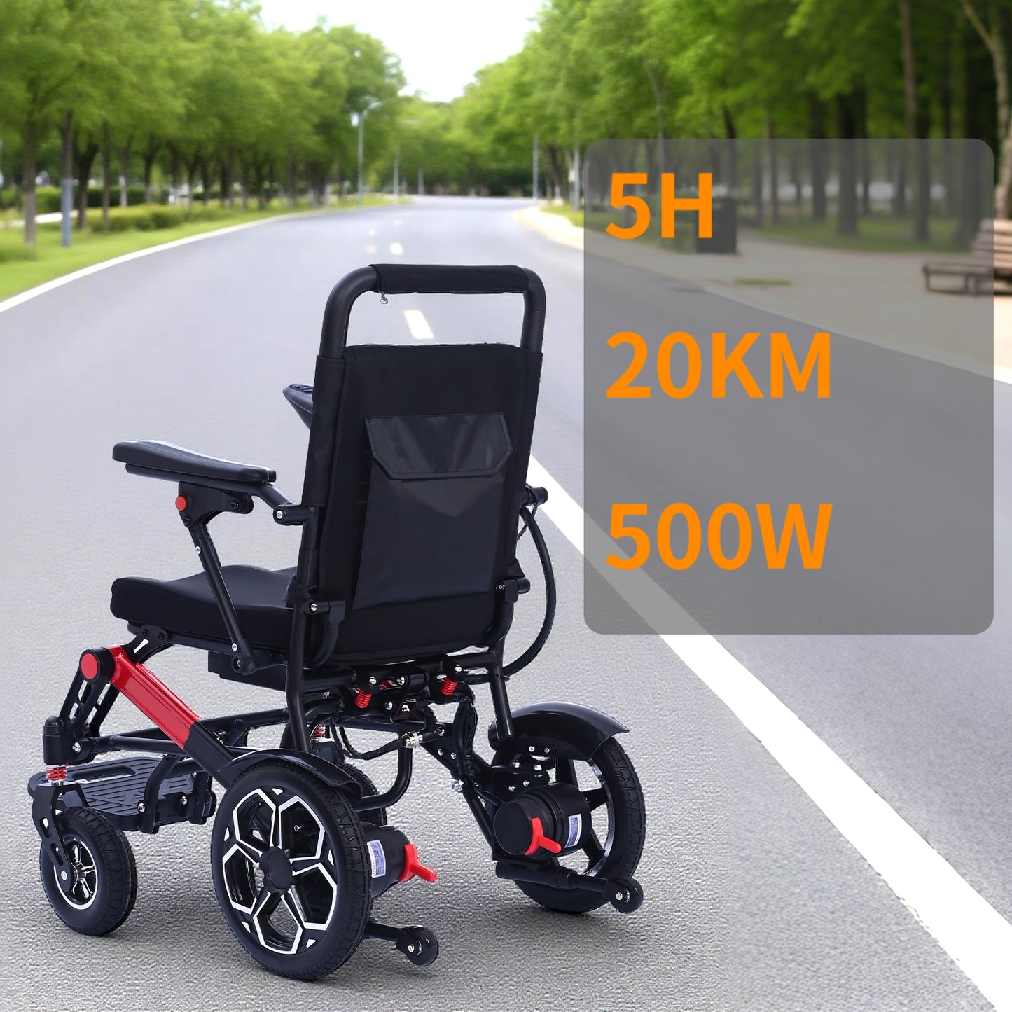 ByteTecpeak XPR04 Leicht Elektrischer Rollstuhl – 20km Reichweite, 500W Motor, 12Ah Akku