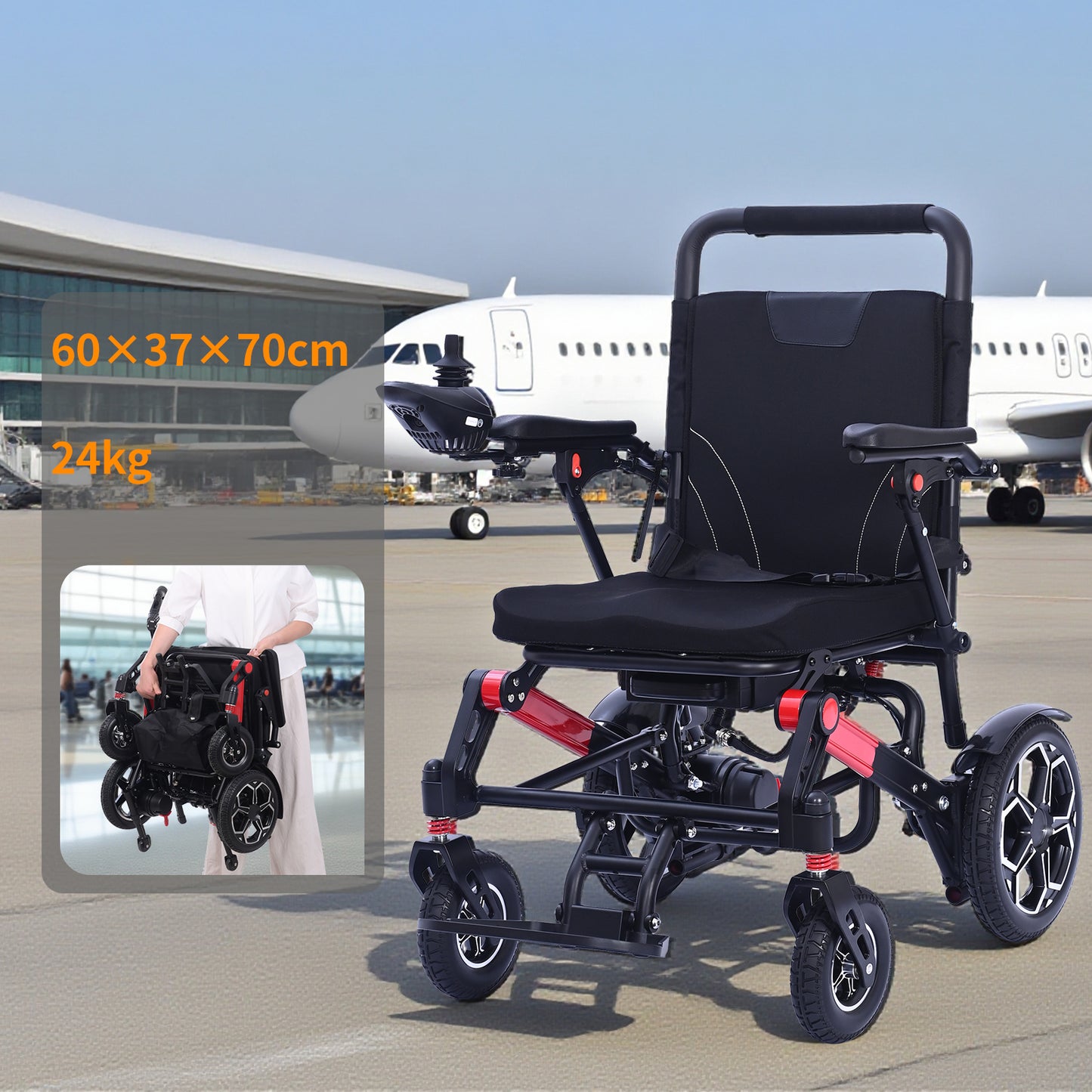 ByteTecpeak XPR04 Leicht Elektrischer Rollstuhl – 20km Reichweite, 500W Motor, 12Ah Akku