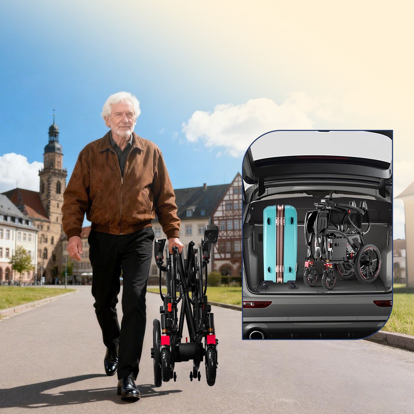 ByteTecpeak XP06 – ultraleichter Elektrorollstuhl mit Carbonfaser-Rahmenl |16 kg |30 km Reichweite