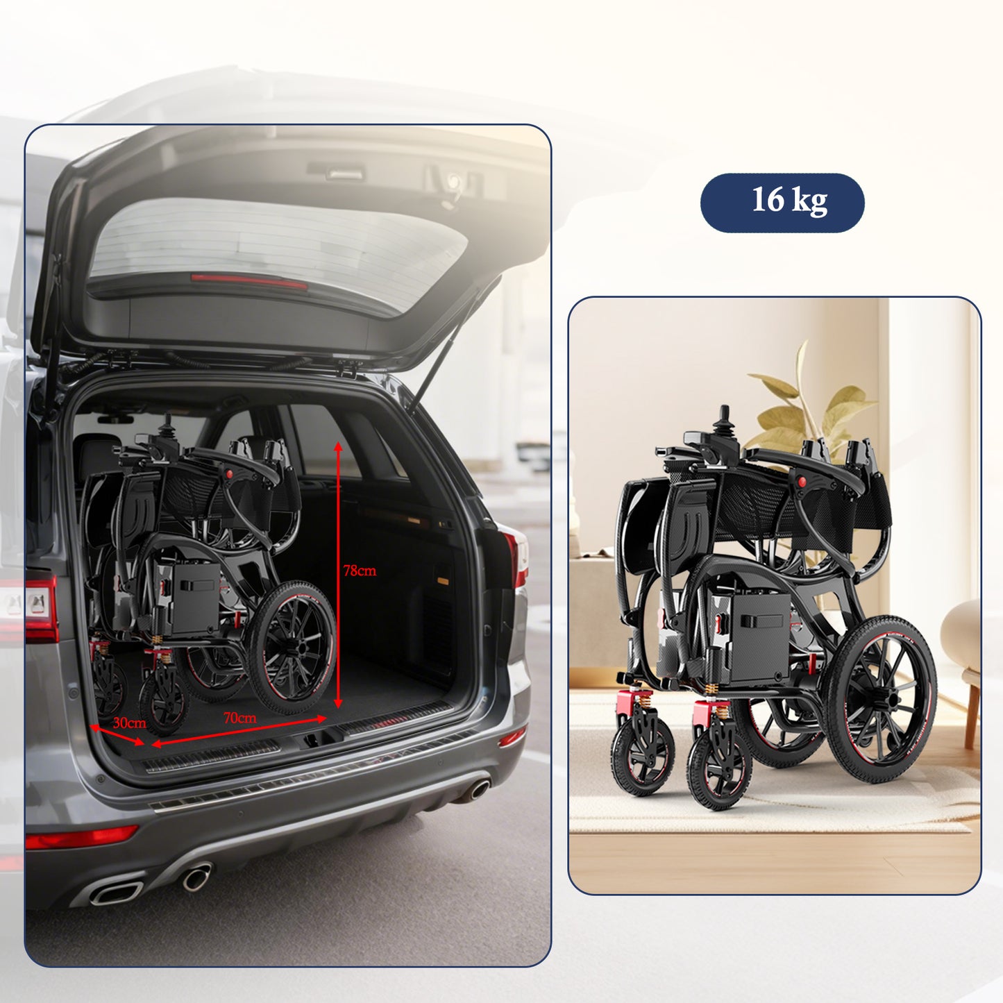 ByteTecpeak XP06 – ultraleichter Elektrorollstuhl mit Carbonfaser-Rahmenl |16 kg |30 km Reichweite