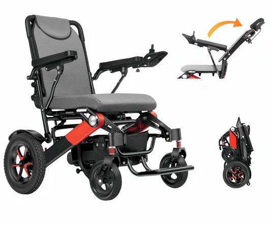 ByteTecpeak D02 Reclining Aluminium Electric Wheelchair, 150kg Load Capacity, Powerful 500W Motor, 33km Range, 22Ah Lithium Battery