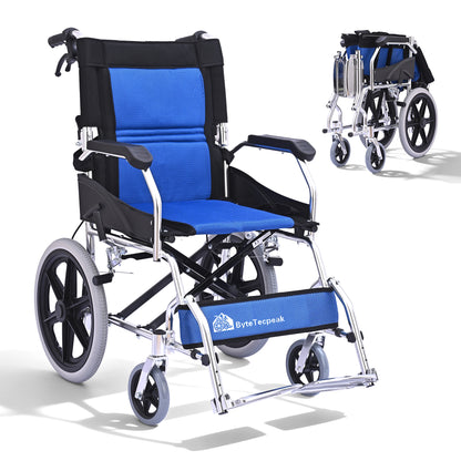 ByteTecpeak M3 Foldable Wheelchair – Sturdy, Lightweight, Aluminum Frame, 100 kg Capacity